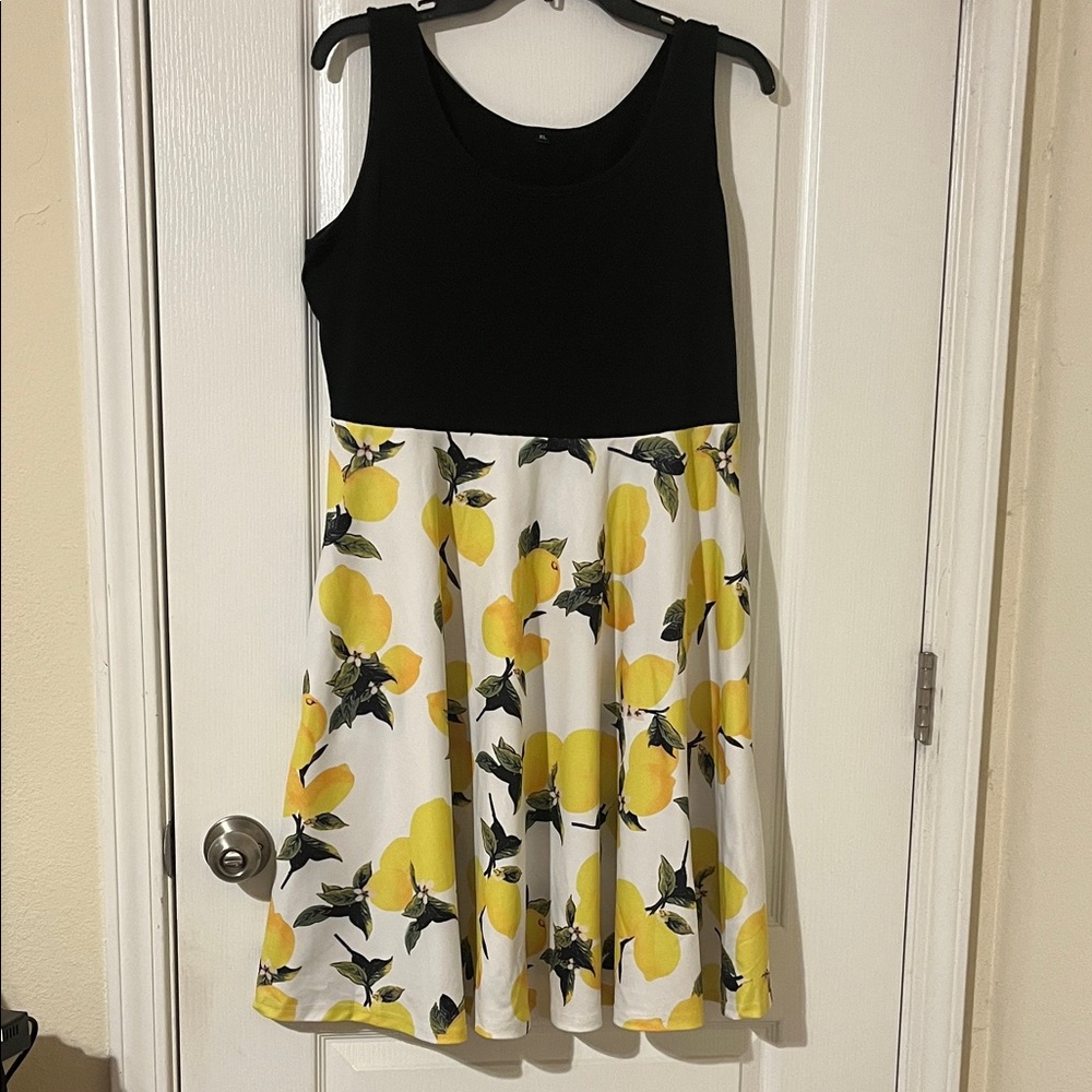 Lemon Dress with Black Sleeveless Top